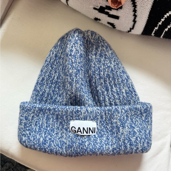 Ganni | Accessories | Ganni Blue And White Knit Hat | Poshmark